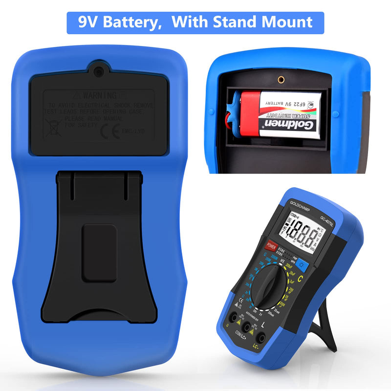 Capacitor Tester 2000pF~200uF, 200~2000M0 0hm Multimeter Capacitance Meter, LCR Meter, hFE Test Multimeter, Manual Range, Backlight, Auto Power Off, Testing Meter Tool GC-4070L 2 Packs