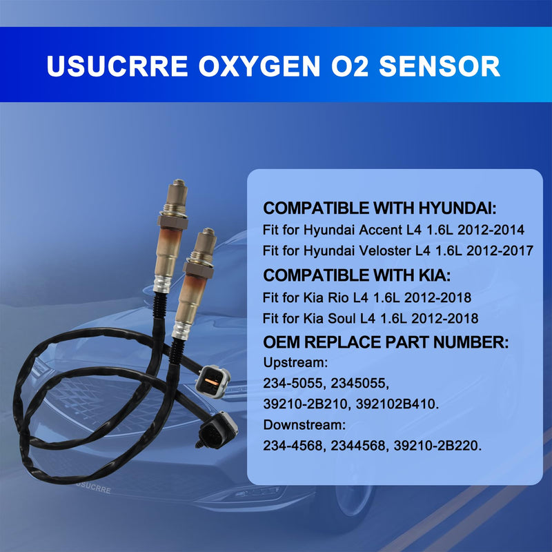 [Australia - AusPower] - 2Pcs 234-5055 234-4568 O2 Oxygen Sensor, Automotive 02 Sensors Upstream Downstream Compatible with Kia Rio 2012-2014, for Soul L4 1.6L 2012-2015, for Hyundai Accent Veloster 2012 2013 2014 