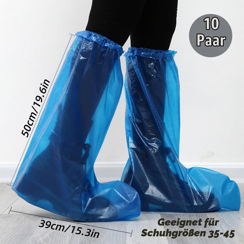 10 Pairs of Disposable Boot Covers, Blue Overshoes, Disposable Overshoes with Elastic Band, Disposable Overshoes, Rain Overshoes, Waterproof Rain Shoe Covers for Men and Women (50 cm) 10