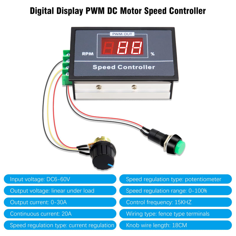 [Australia - AusPower] - DC Motor Speed Controller Binghe 12V Motor Controller PWM Speed Controller Electric Motor Speed Controller Speed Switch Controller DC 6V 12V 24V 48V Compatible with Arduino 