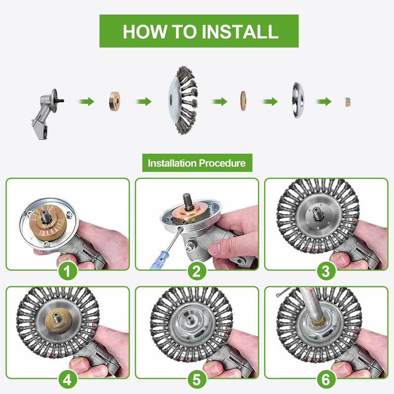 [Australia - AusPower] - 6 Inch Unbreakable Trimmer Blade with Wire, Steel Wire Cutter Trimmer Head, Weed Killer Head with Adapter Kit for Garden Tools, Lawn Mower, Moss and Grass Rust Removal, Landscaping 