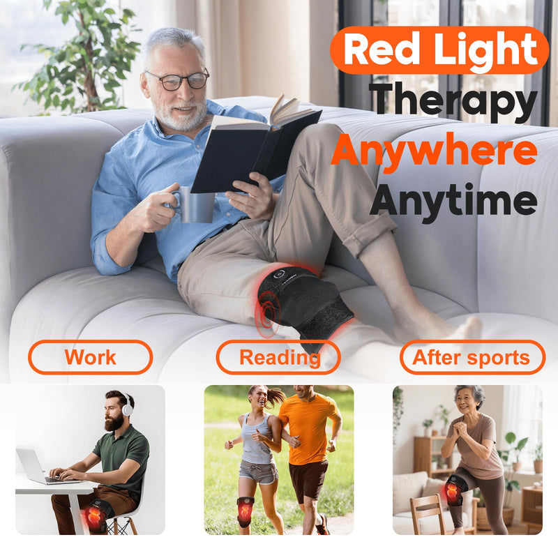 [Australia - AusPower] - FEANGLI Red-Light-Therapy, Infrared Light Knee Brace Wireless Rechargeable for Knee Shoulder Pain Relief, 660nm & 850nm Infrared Therapy Heated Device for Knee/Shoulder/Joint/Elbow,Gifts for Women Men 1 Pack 