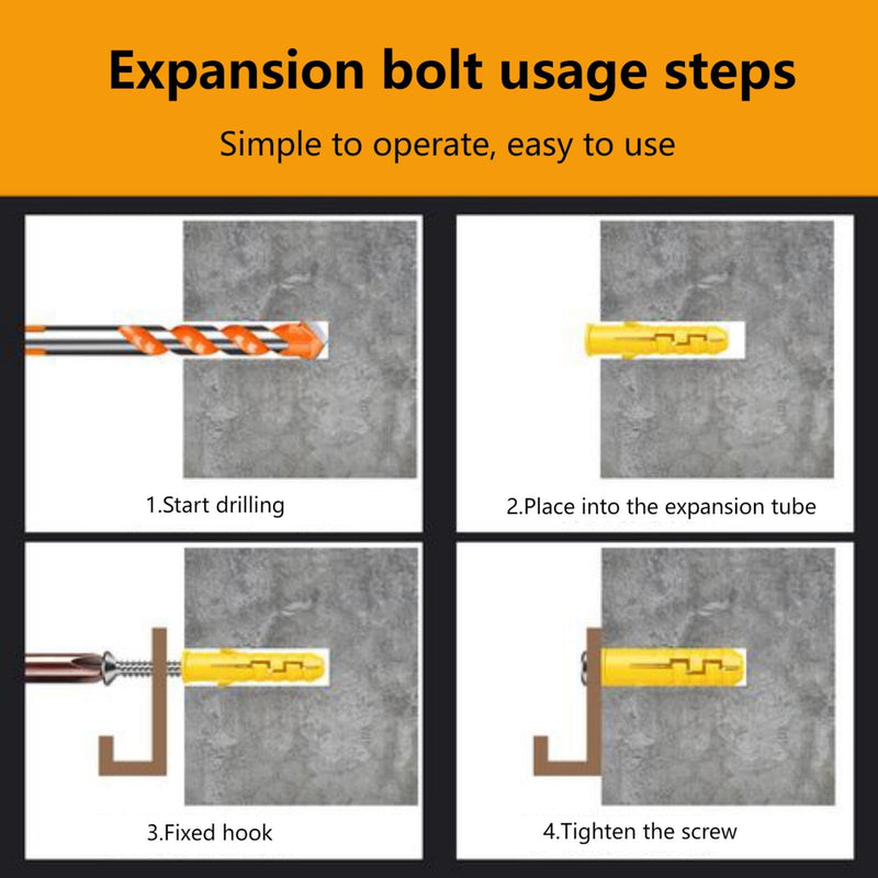 [Australia - AusPower] - Galvanized Steel Expansion Bolts (M6×60mm)-Installation for Concrete, Walls, Shelving and Outdoor Fixtures,Each Pack Contains 80 Items. 