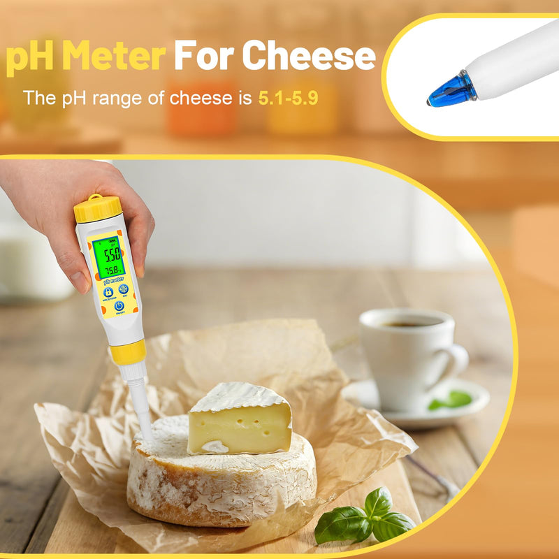 [Australia - AusPower] - Digital pH Meter for Food Fermentation and Canning, Smart Food pH Tester with High Accuracy Spear Probe for Sourdough, Salsa and Hot Sauces, pH Test Pen with ATC for Solid and Liquid 