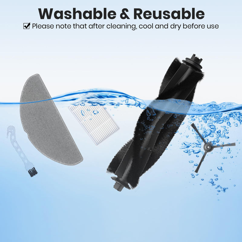 [Australia - AusPower] - RV20 Max Plus Replacement Parts for Tapo RV20 Max Plus/RV30 Max Plus/RV30/RV20 Robotic Vacuum Cleaner Parts with 1 Roller, 4 HEAP, 6 Mops, 6 Dust Bags, 6 Side Brushes,1 Clean Brush 