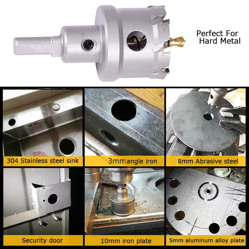 ASNOMY Tungsten Carbide Tipped Hole Saw Drill Bit for Hard Metal, 4 Inch T.C.T Hole Saw Cutter with 2pcs Titanium-Plated Pilot Drill bit for Metal, Stainless Steel, Iron, Wood, Plastic 101.6mm | 4''