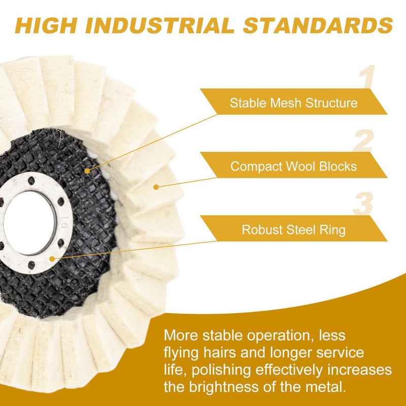 Wool Felt Flap Polishing Disc - Wool Felt Flap Discs Polishing Wheel, 6 PCS 4.5 Inch Wool Polishing Wheel for Angle Grinder,Car Wax 4.5IN6
