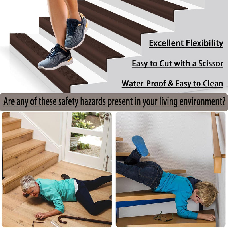 Stair Nosing 10ft Anti-Slip Stair Edge Protector Stair Nose Molding Trim Vinyl Rubber,Waterproof Self Adhesive Stair Edging Staircases for Outdoor & Indoo Yellow 1