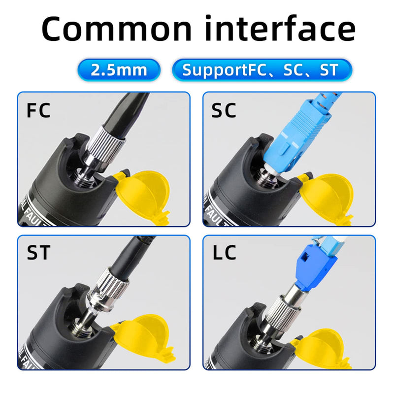 [Australia - AusPower] - 3pc Fiber Optic Visual Fault Locator VFL Fiber Optic Cable Tester with 3pcs Singlemode 9/125um FC Male to LC Female Adapter, Yellow Switch (Mode Number: VFL-50) 3 