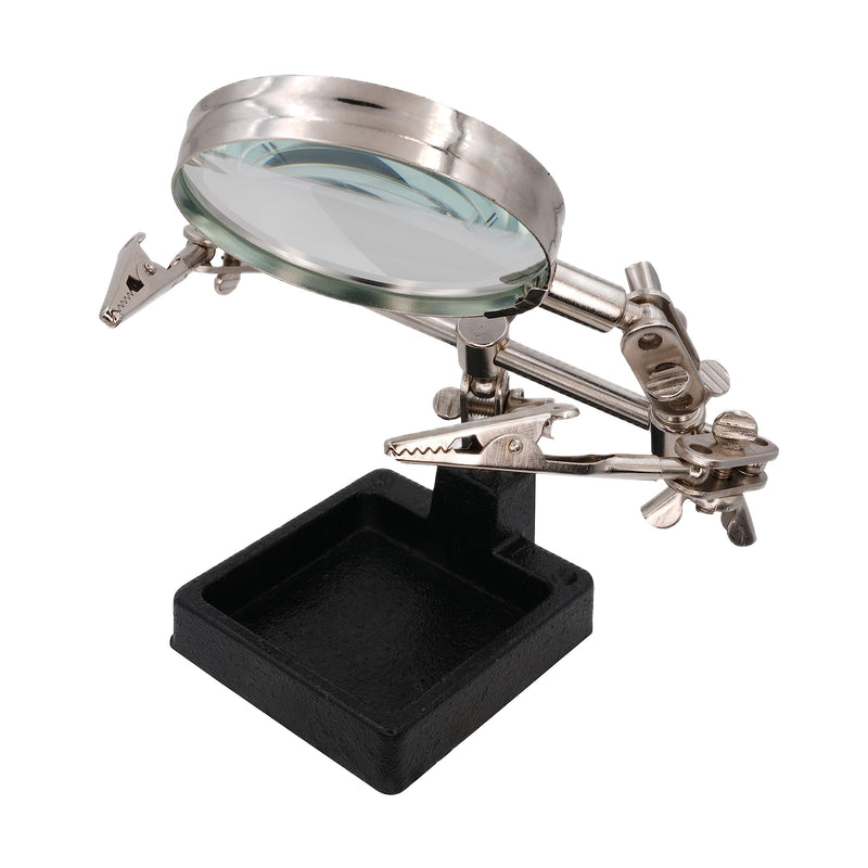 BIGtec Soldering Aid Third Hand with Magnifying Glass Helping Hand Precision Mechanics Soldering Accessories Soldering Tool with Interchangeable Clamps Crocodile Clips