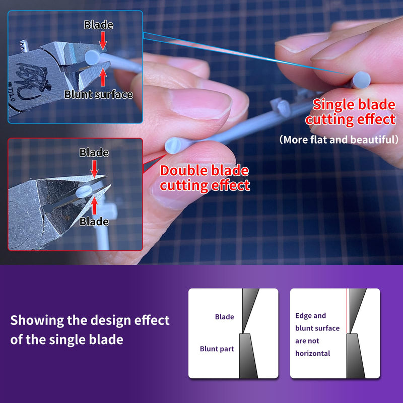[Australia - AusPower] - RUITOOL Model Nippers,Gundam Model Tools for Beginners to Repair and Fix Plastic Models, Ultra-thin Single-edged Non-slip Grip,4.7 Inch Sharp Cutters for Gunpla Model Building RM 1.0-Purple 