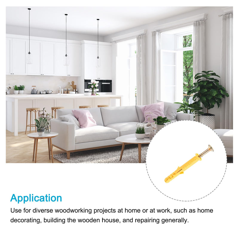 [Australia - AusPower] - Screws Plastic Expansion Pipe (8x60mm) 15Pcs, Plasterboard Plugs Self Tapping Screw - for Construction, Industry, Yellow Expansion Tube 