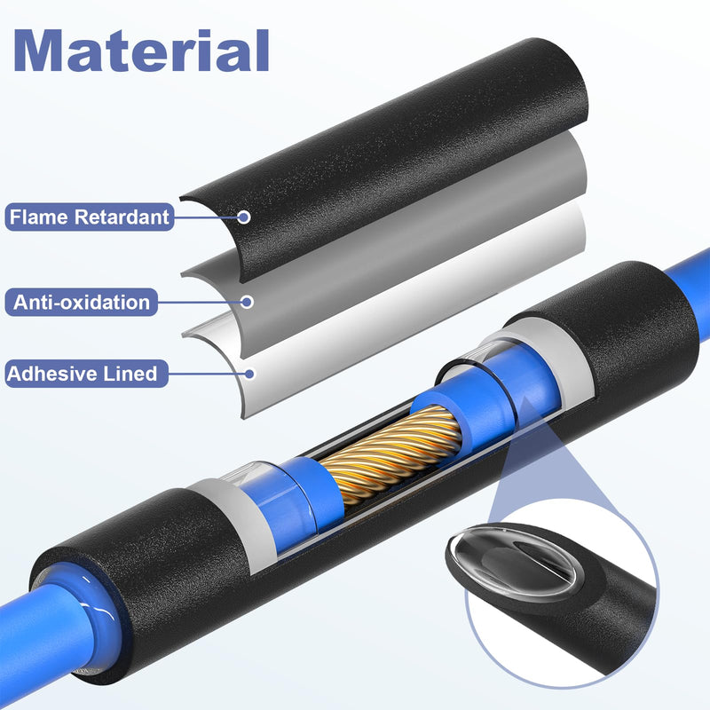 [Australia - AusPower] - Qibaok Heat Shrink Tubing - 3:1 Ratio Adhesive Lined - Marine Grade Shrink Wrap Tubing - Industrial Heat Shrink Tube Electrical- 1/4" Black - 50 Feet Roll 1/4"(6.4mm) - 50Ft 