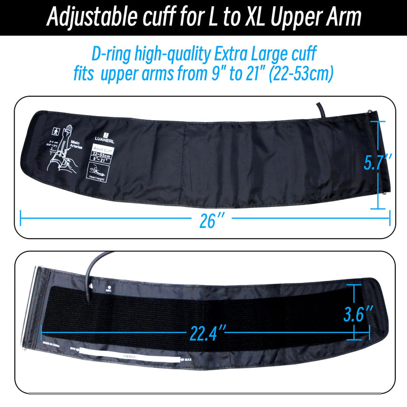 [Australia - AusPower] - Manual Blood Pressure Cuff Adult 9”-21” Inches (22-53CM) (Large/XL)- Aneroid Sphygmomanometer -Extra Large with Integrated Bulb, Dial and Air Valve, Comfort Cuff | for Clinical or Home Use Large/XL 