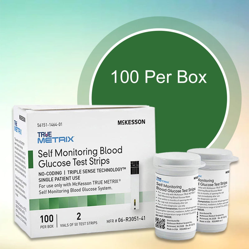 [Australia - AusPower] - McKesson 06-R3051-41 True Metrix Self Monitoring Blood Glucose Test Strip, Box of 100 