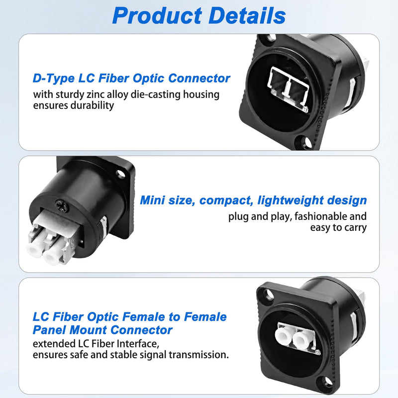 [Australia - AusPower] - MEIRIYFA D-Type LC to LC Fiber Optic Panel Mount Adapter Plug, LC Female to Female Coupler LC Fibre Optic Keystone Socket for Wall Plate Patch Panel (1 PCS) 