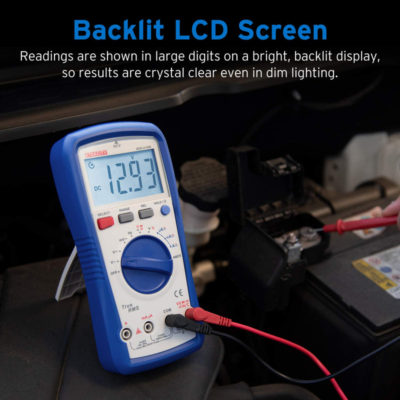 [Australia - AusPower] - Etekcity Professional Digital Multimeter Voltmeter A1000, AC/DC Voltage Tester, TRMS 6000 Counts, Current, Resistance, Frequency, Continuity, Capacitance, Diode, Temperature, NCV Pale Blue 