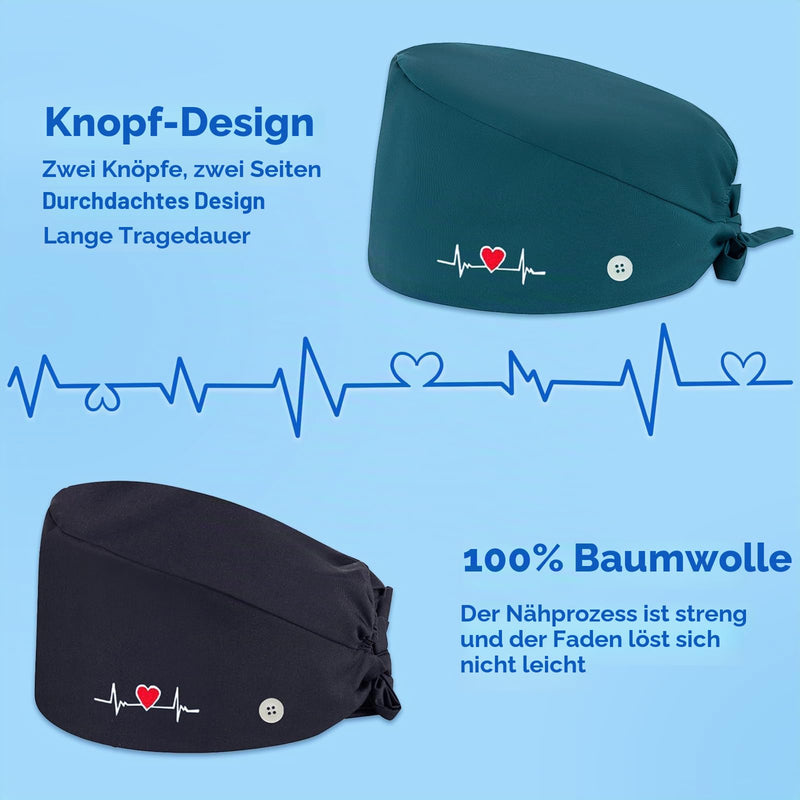 Women's Surgical Cap, Adjustable Button Closure, Surgical Cap, Pack of 2 | Sweat-wicking cotton unisex surgical cap for men and women, suitable for home, office and cosmetic studios