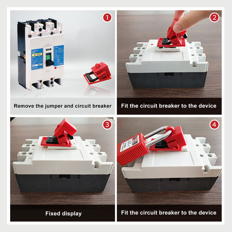 [Australia - AusPower] - Circuit Breaker Lockout Device,10Pcs for 120/277 Clamp-on Electrical Single Pole Breaker for Loto Station Lock Out Tag Out Kit Medium | 120/277V | Clamp-on | 10 pcs 