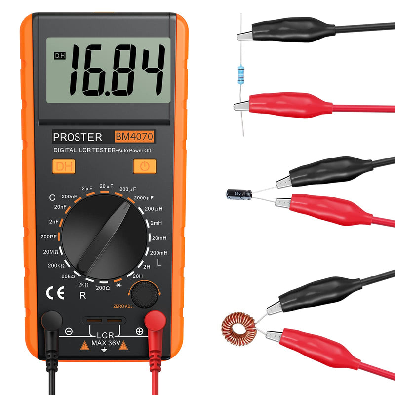 [Australia - AusPower] - Proster LCR Meter Digital LCR Multimeter Capacitance Resistance Inductance Measuring Meter with LCD Over-Range Display Yellow 