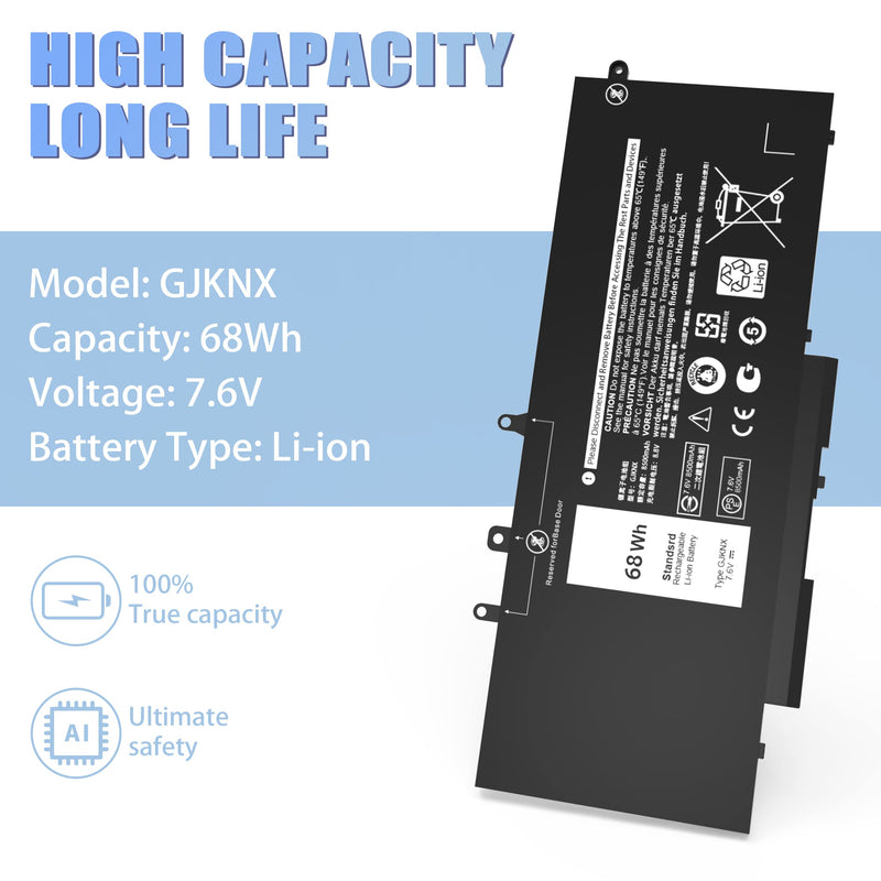[Australia - AusPower] - 68WH GJKNX Dell Battery Replacement for Dell Latitude 5480 5580 5280 5288 5488 5590 5591 5490 5491 5495 E5480 E5580 E5490 E5590 Precision 15 3520 3530 Series GD1JP DY9NT 5YHR4 451-BBZG 7.6V 4-Cell GJKNX Battery 