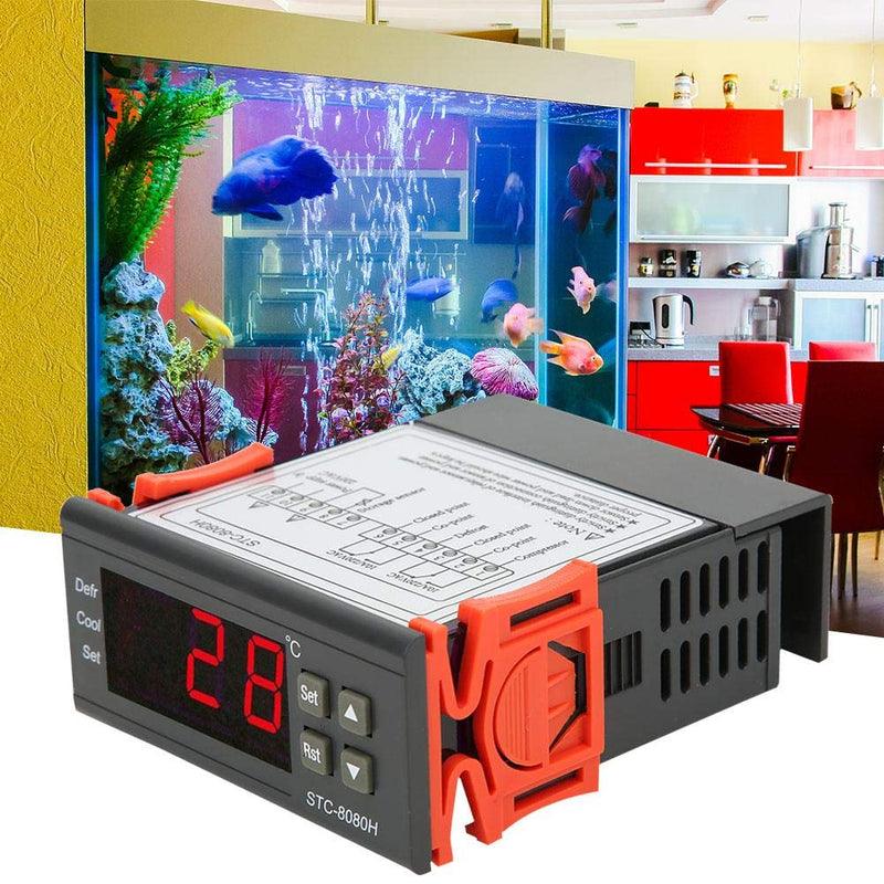 [Australia - AusPower] - Digital Temperature Controller Thermostat Refrigeration Defrosting 10A/220VAC -8080H Display Over-Limit Alarm -50°C-99°C 