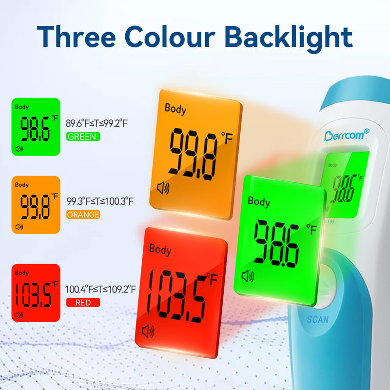 [Australia - AusPower] - [Value Bundle] Berrcom Rechargeable Digital Thermometer AET-F372 & Berrcom Forehead Thermometer for Adults and Kids JXB-195 