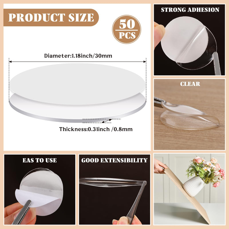 Gilprop 50 Pcs Extra Large 1.18 Putty Museum Clear Mounting Earthquake Removable Putty Strong Double Sided Tape for Poster Fixed Picture Decor Glass Bottle Ceramic Tiles Wood Marble 1.18"