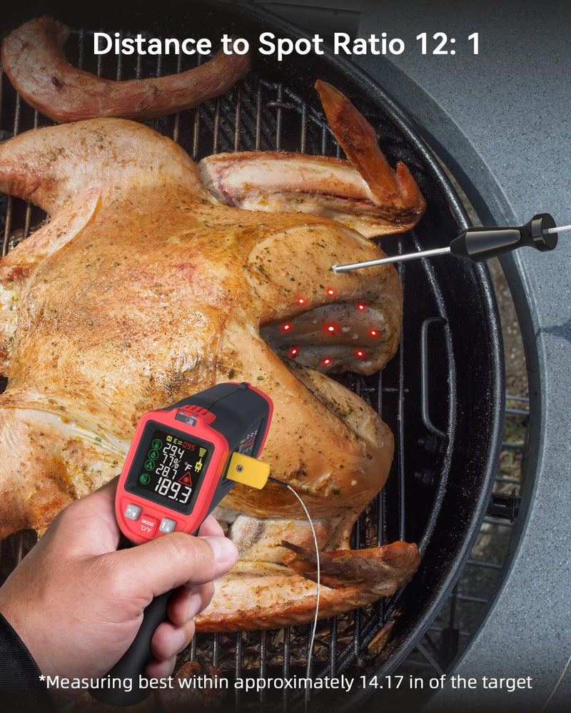 [Australia - AusPower] - Infrared Thermometer Temperature Gun with Probe -58℉ to 1202℉, Digital Heat Surface Temp Gun, Non-Contact Laser Thermal Gun for Cooking Food, Barbecue Meat, Pizza Oven, Griddle (CM650) CM650 