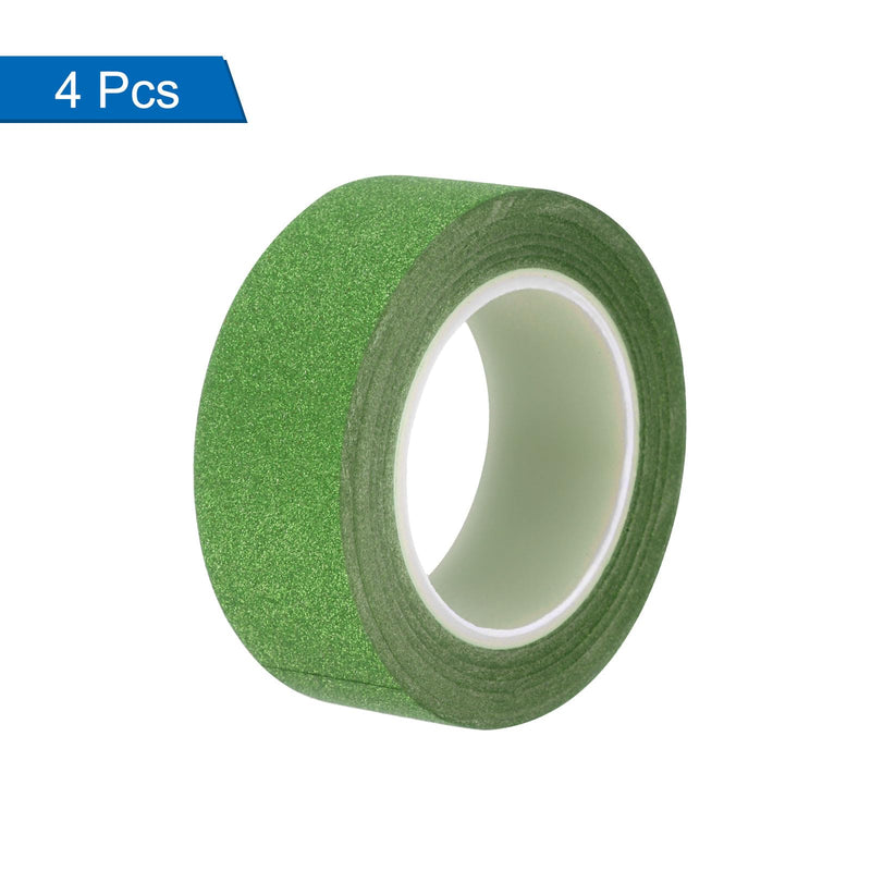 MECCANIXITY 4 Pcs 0.6 Inch x 11 Yards Glitter Washi Tape Green Crafting Tape Glitter Masking Tape Decorative Tape Self Adhesive Stick for Festival Decoration Scrapbooking,Planner,DIY
