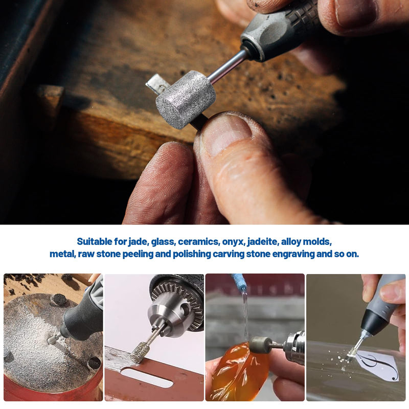 [Australia - AusPower] - PWGHWG Diamond Cutter Set, 24 Pieces Diamond Burrs with 1/8 Inch Shank, Diamond Grinding Points 46 Grit 120, for Stone Glass Ceramic Carving, Grinding, Polishing, Engraving 