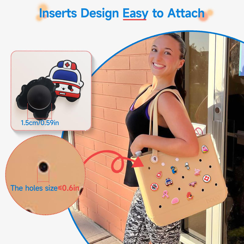 [Australia - AusPower] - 12pcs Charms for Bogg Bag, PVC Beach Charms for Simply Southern Totes, Insert Decorative for Handbag Beach Tote Nurse LIfe2 