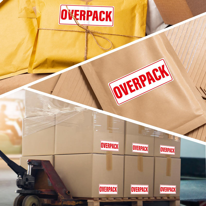 Air Specialty Overpack Labels 500 Pcs, Large Overpack Stickers 2-1/2 x 6 Inches Strong Adhesive Waterproof Shipping & Handling Stickers for Transportation Packing Box