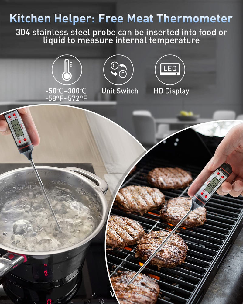 [Australia - AusPower] - Eventek Infrared Thermometer Gun, [3 in 1] -58°F~1112°F (-50°C~600°C) Digital Laser Temperature Gun for Cooking, Pizza Oven, Grill & Engine with Adjustable Emissivity, Meat Thermometer & Bag Included 