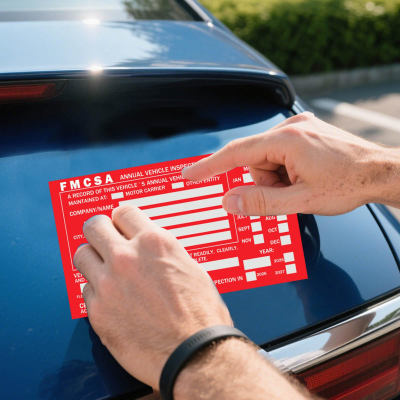 20-Pack Annual Vehicle Inspection Report Forms with Red FMCSA Aluminum Labels, 3-Ply Carbonless with Tearing Line, Durable & Easy to Use for Driver Vehicle Inspections, DOT Compliant