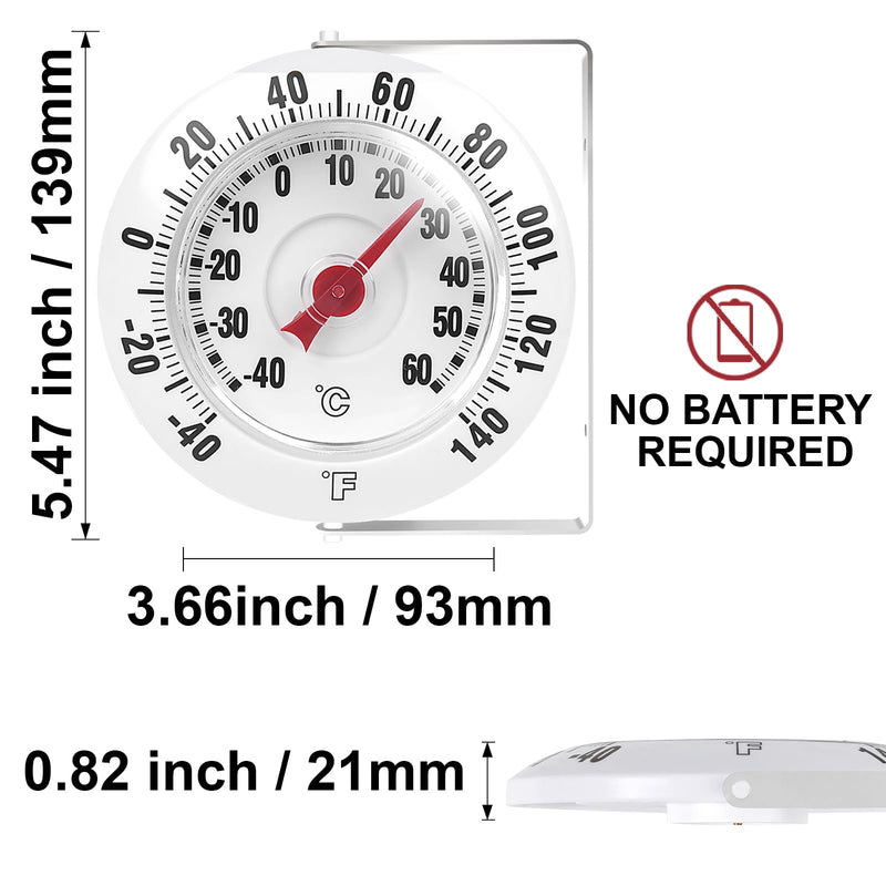 [Australia - AusPower] - CloudHand 5 Inch Indoor Outdoor Thermometer with Mounting Bracket, Big and Bold Dial Thermometer, Easy to Read Numbers for Patio, Pool, and Indoor Areas, White 