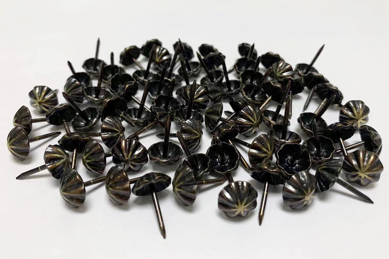 [Australia - AusPower] - Upholstery Tacks, Furniture Upholstery Nails for Decorative, 100 PCS 7/16 inch Decorative Tack for Furniture DIY Decorative, Pumpkin Shape Nail Copper Renaissance/Matt Black 