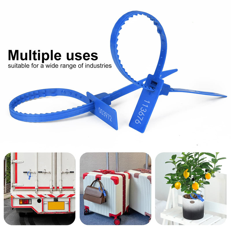 Heavy Duty Plastic Security Seal - Self Locking, Tamper Evident, Truck Trailer Seals (337 mm, Blue, 100 PCS)