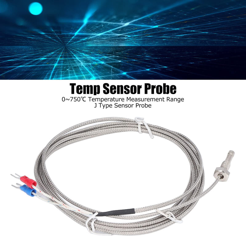 [Australia - AusPower] - Waterproof J Type Grounded Thermocouple - Temperature Sensor Probe for PID Temperature Controller Stainless Steel Pipe Thread 0‑750℃ with Insulation Shield Wire 