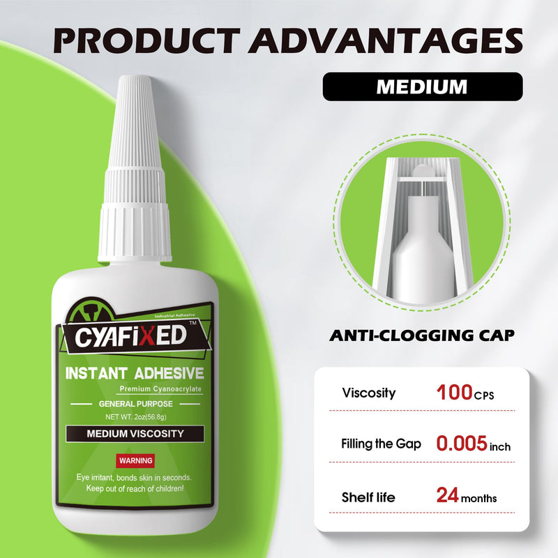 [Australia - AusPower] - Strong Cyanoacrylate (CA) Super Glue, All-Purpose Medium Viscosity Instant Adhesive, 4 oz. (113.6 Grams) - CA Glue for General Home Repair, Ceramics, Plastics, Metal, Wood 4 ounce 