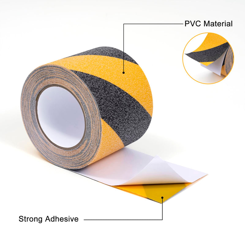 Grip Tape 3 Inch x 33 Ft, Black & Yellow Anti Slip Tape for Stairs, Heavy Duty Anti Slip Traction Tape, Waterproof Grip Tape Safety Non Skid Roll for Outdoor, Indoor, Stair, Step, Ramp 3 inch -1