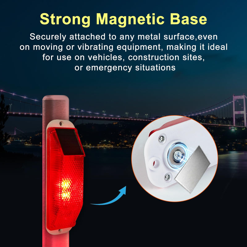 [Australia - AusPower] - Aolyty Solar Warning Lights, Bright Solar Strobe Lamp Strong Magnetic Base, Waterproof LED Beacon Safety Light Outdoor 4 Pack for Vehicle, Construction Site, Barricade, Driveway, Dock (Red) Red 