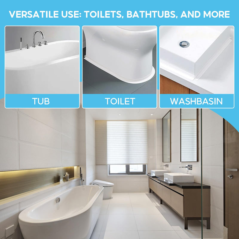 2 Roll White Caulk Tape Waterproof Self Adhesive, Toilet Bathroom Caulking Tape for Kitchen, Countertop, Bathroom, Sink, Shower, Bathtub, Toilet Edge Protector with Sealing Tool 2 Minimalism