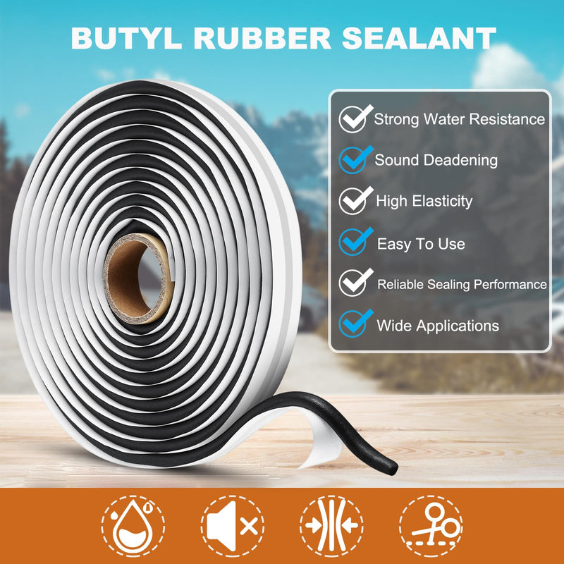 Butyl Sealant Tape, 13Ft Headlight Sealant, Butyl Rubber Sealant for Automotive (Car, RV, Marine) for Installing Car Part, Windows, Doors and Windshield etc. - 2 Roll
