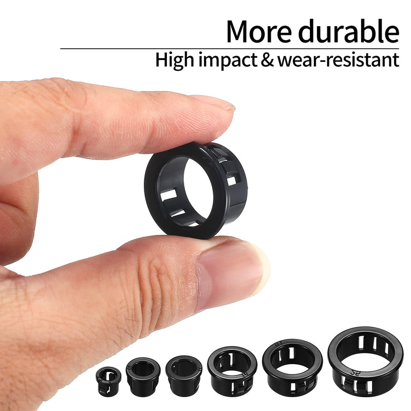 [Australia - AusPower] - 170 Pcs Cable Snap Bushing Grommets, Black Round Nylon Snap in Cable Grommet Protector, 5/16" 3/8" 1/2" 5/8" 3/4" 1" Cable Snap Hole Plugs Locking Bushing Assortment Kit 