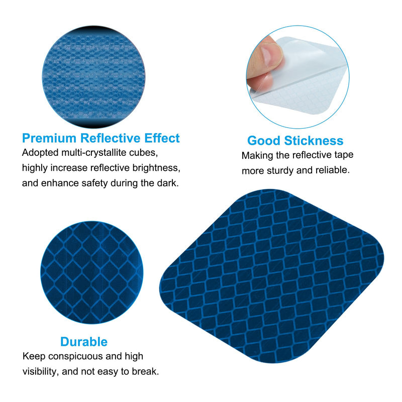 PATIKIL Reflective Stickers, 30 Pcs Safety High Visibility Reflective Sticker Waterproof Driveway Reflectors for Bicycle, Motorcycle, Blue (Square)