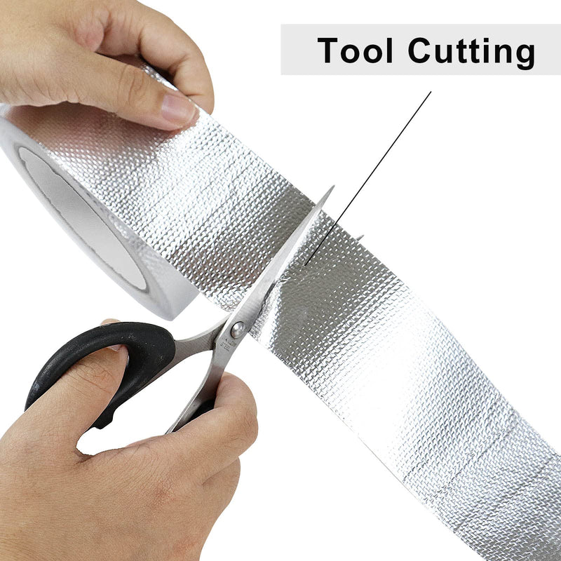 BOMEI PACK 1 Roll Aluminum Foil Heat Shield Cool Tape 2 Inch x 66 ft Heat Reflective Thermal Barrier Reflective Tape for Hose and Auto Use 2in*66ft