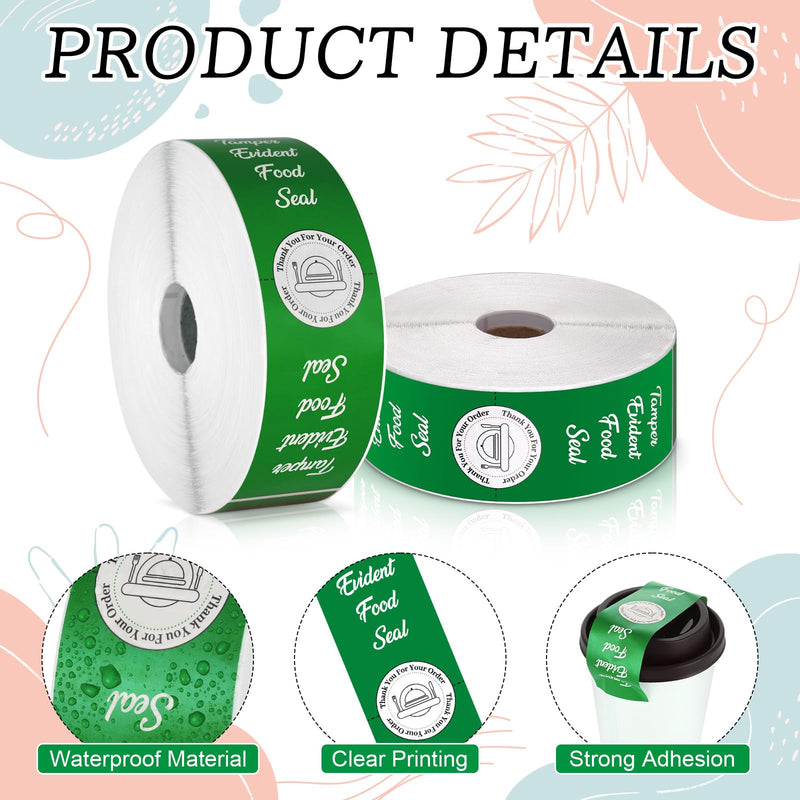 1000 Pcs Tamper Proof Stickers 1.5 x 6 Inch Tamper Evident Tape Security Delivery Seals for Freshness Labels Drink Food Pizza Packaging Green