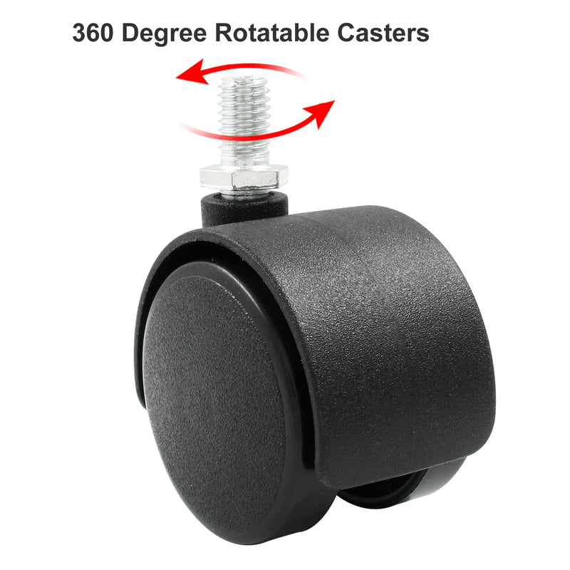 [Australia - AusPower] - 4pcs 1.5 Inch Swivel Caster Wheels, Black Nylon M8 Threaded Stem Caster Wheels, Heavy Duty Swivel Stem Casters Wheels Replacement for Furniture, Table, Cabinet, Shelf 1.5 Inch Stem 