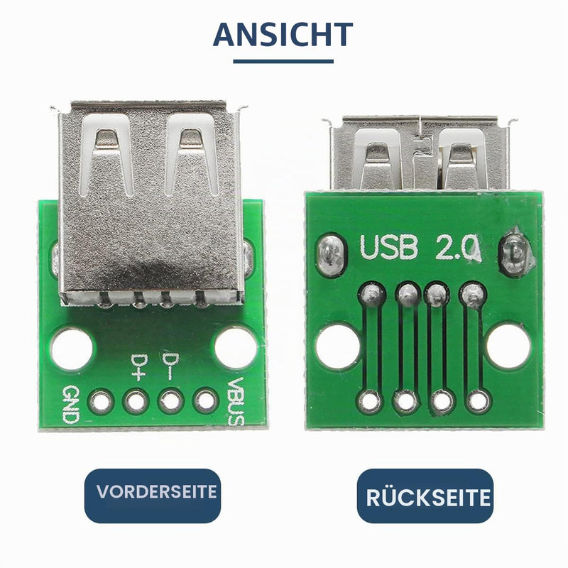 10 Pieces USB Type A Female to DIP Adapter 2.54mm 4 Pin USB 2.0 Type A Female to DIP Converter Breakout Board for DIY Power Supply with 40 Pin Header